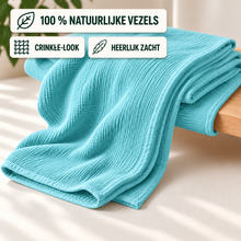 Afbeelding in Gallery-weergave laden, Het Nordic Wolken-Musselindeken – 100% katoen