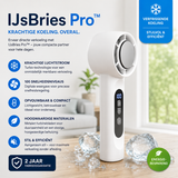 IJsBries Pro™ – Persoonlijke ventilator met actieve directe koeling — 199 standen, één druk op de knop en direct merkbaar koeler